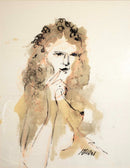 Richard Kozlow Figurative Portrait II Signed Modern Mixed Media Drawing on Paper