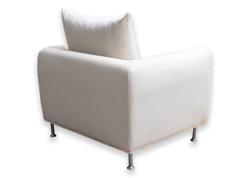 Pair of Contemporary Modern Ligne Roset Style Lounge Chairs Matching Ottomans