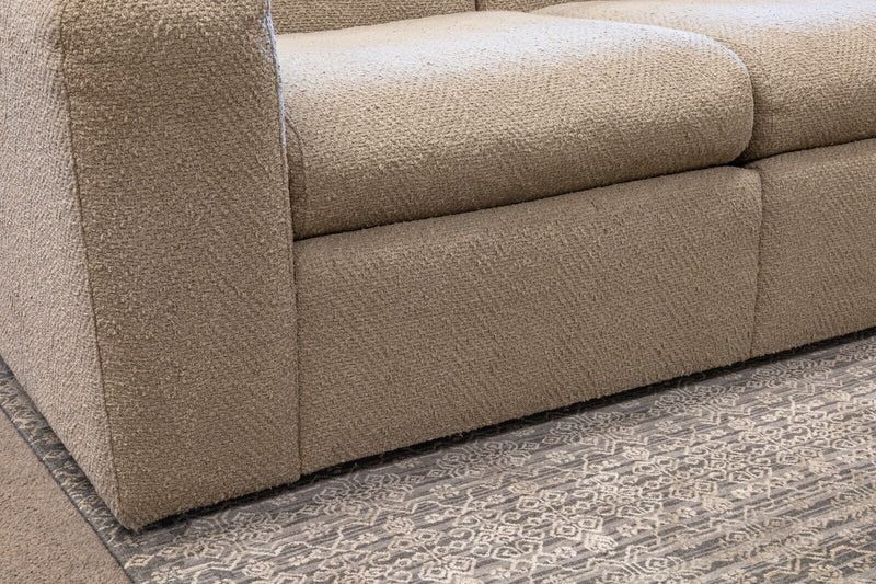 Contemporary Modern Tan Boucle Fabric Jack Cartwright Style Sofa Couch