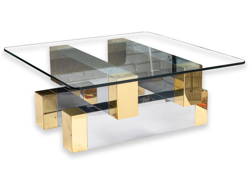 Paul Evans for Directional Cityscape Style Brass and Chrome Coffee Table