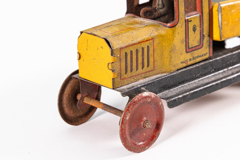 Georg Fisher Penny Car Yellow Dump Truck Antique Lithographed Tinplate Toy