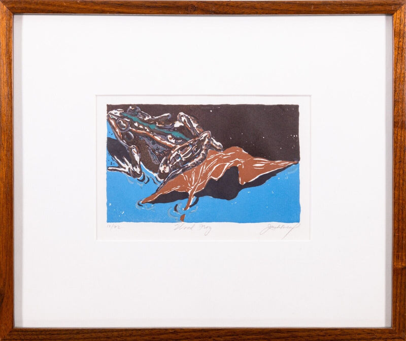 Jack Beal Wooden Frog Signed Contemporary Woodblock on Paper 10/72 Framed 1990