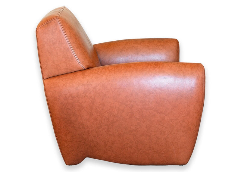 Dakota Jackson Ke-Zu 1980s Leather Club Accent Armchair and Matching Ottoman