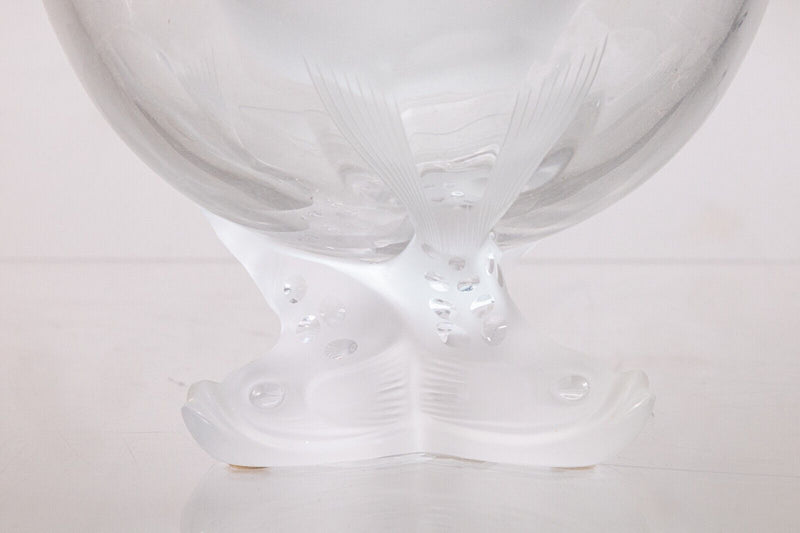 Lalique "Igor" Crystal Glass Caviar Server Dish with Dolphin Finial Lid