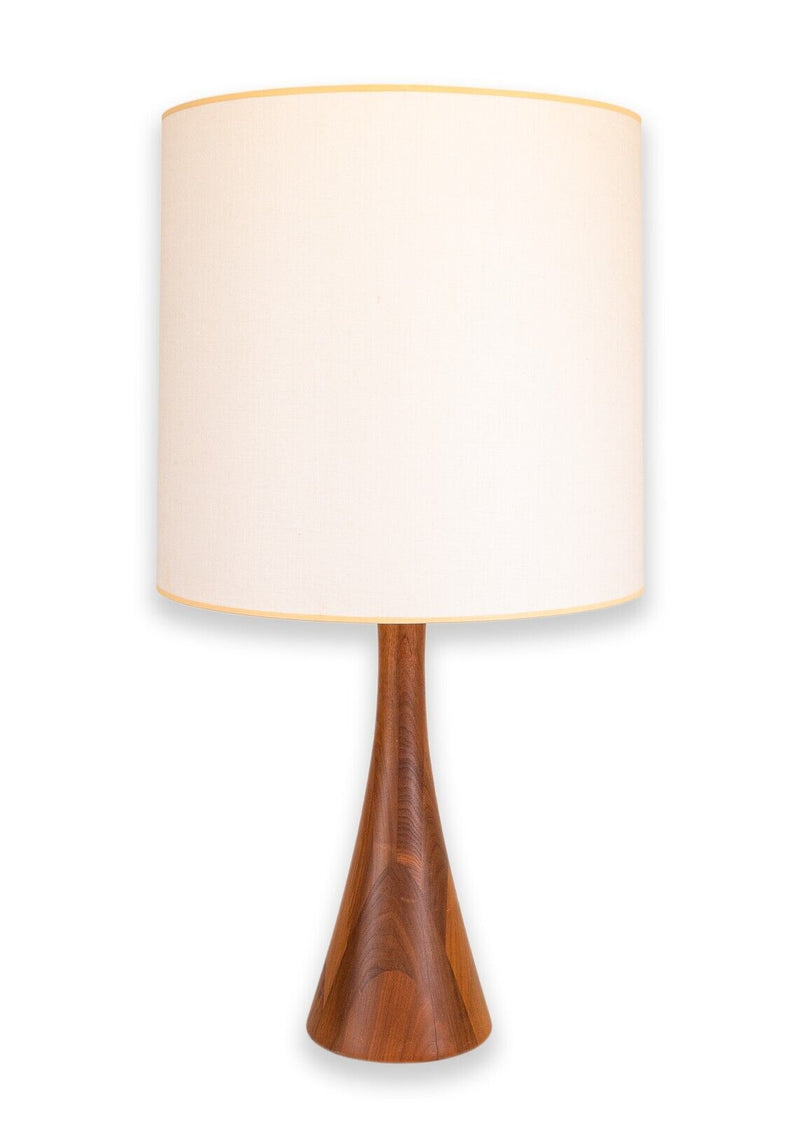 Mel Smilow Walnut and Birch Wood Mid Century Modern Hourglass Table Lamp