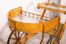 Aldo Tura Goat Skin Brass Bar Serving Cart Vintage 1950s Mid Century Modern