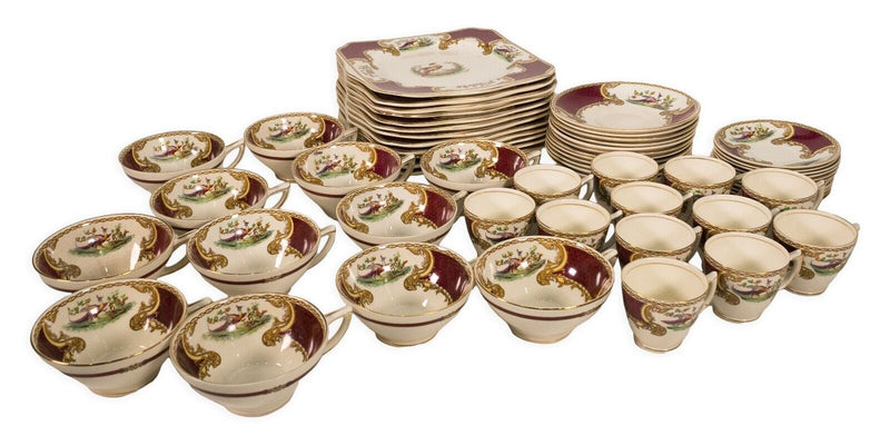 Myott Staffordshire Set Of 60 Service For 12 Chelsea Red Bird China Dish Set