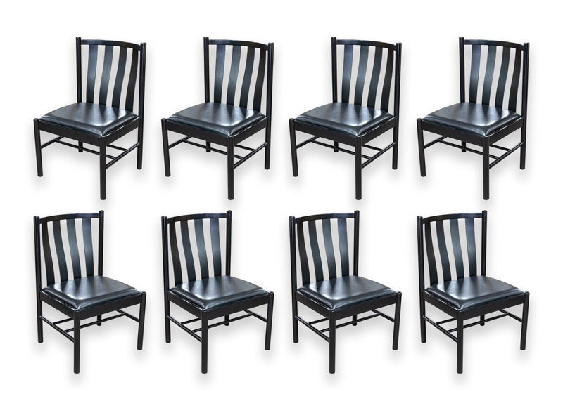 Set of 8 Collaudo for Stendig Black Lacquered Slat Dining Chairs Made in Italy