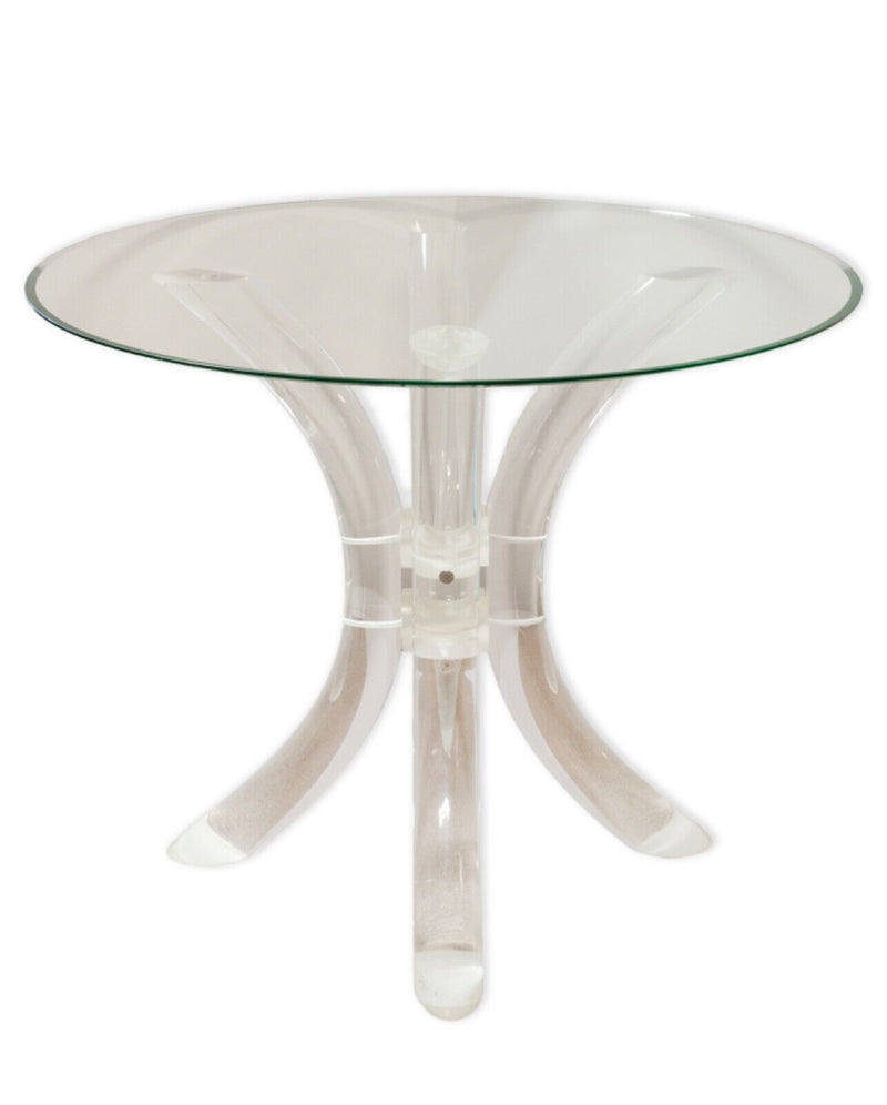 Charles Hollis Jones Style Contemporary Modern Glass and Lucite Dinette Table