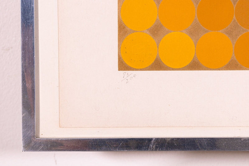 Victor Vasarely DiaC (Gold) Signed Op Art Modern Serigraph 83/200 Framed 1968