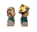 Goldscheider Pair of Japanese Hand Painted Porcelain Mid Century Modern Busts