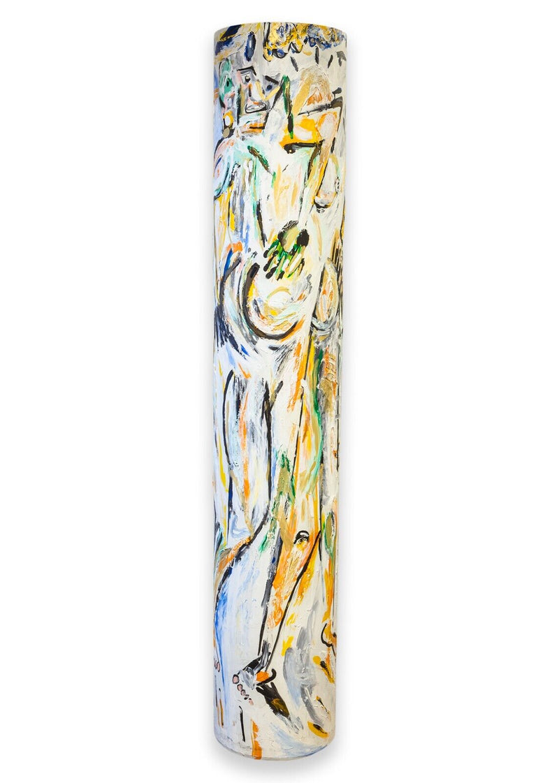 Stefan de Jaeger Abstract Expressionist Plaster & Oil Painting Pillar Sculpture