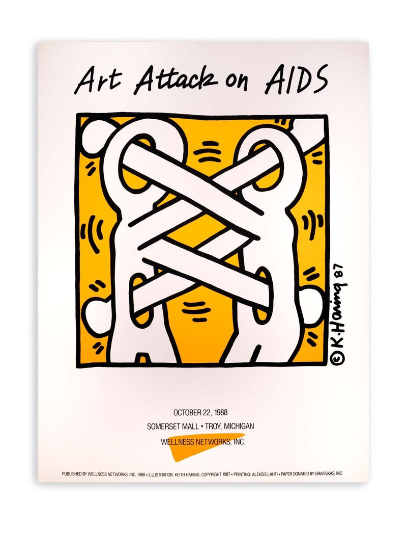 Keith Haring Art Attack on Aids Contemporary Urban Art Lithographic Poster 1988