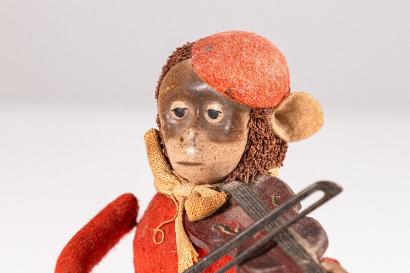 Schuco Solisto Monkey Fiddler Antique Tin Windup Toy Germany 1930