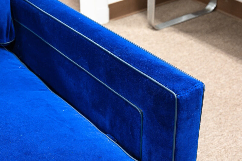 Custom Made Holly Hunt Deep Blue Velvet Fabric Contemporary Modern Sofa