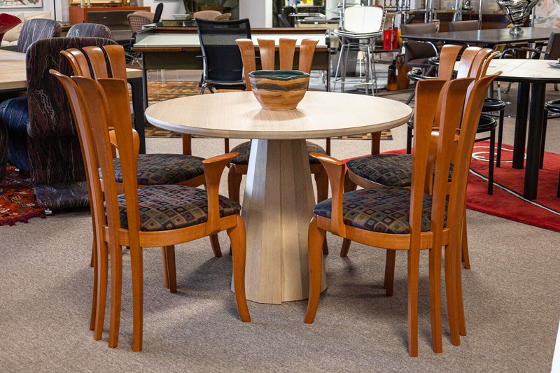 Maiden Home "The Bank" Round White Oak Contemporary Modern Dining Dinette Table