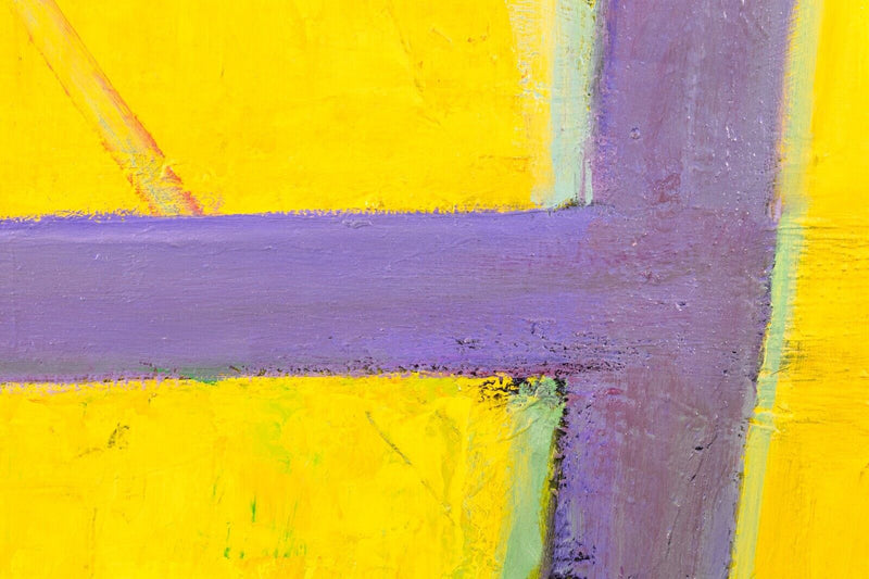 Betty Woodward-Bosley Modern Abstract Yellow Purple Red Oil Painting on Canvas