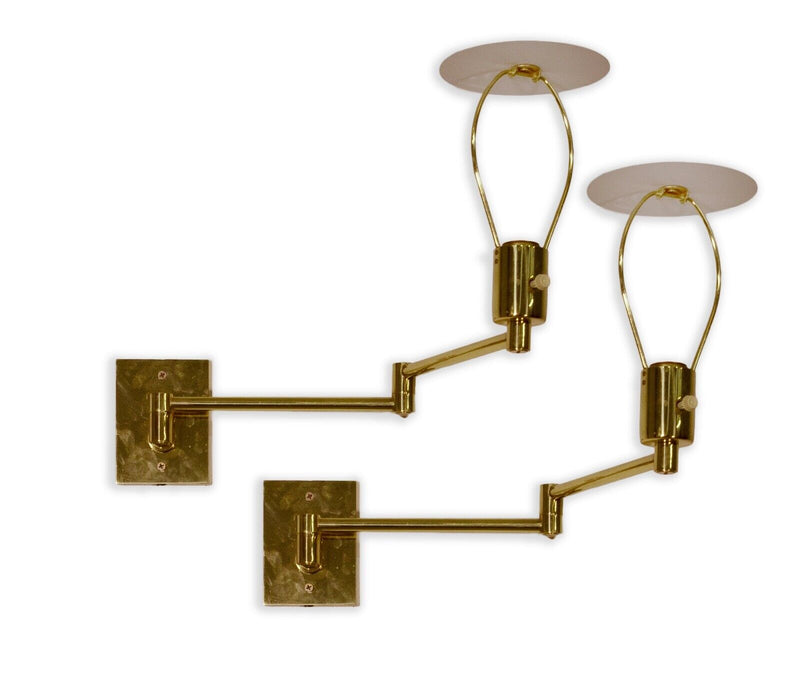 Pair Of George Hansen for Metalarte Spain Brass Swing Arm MCM Wall Sconces