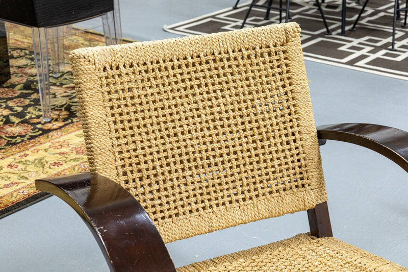 Pair of Mitchell Gold and Bob Williams Brown Wood and Cane Cantilever Armchairs