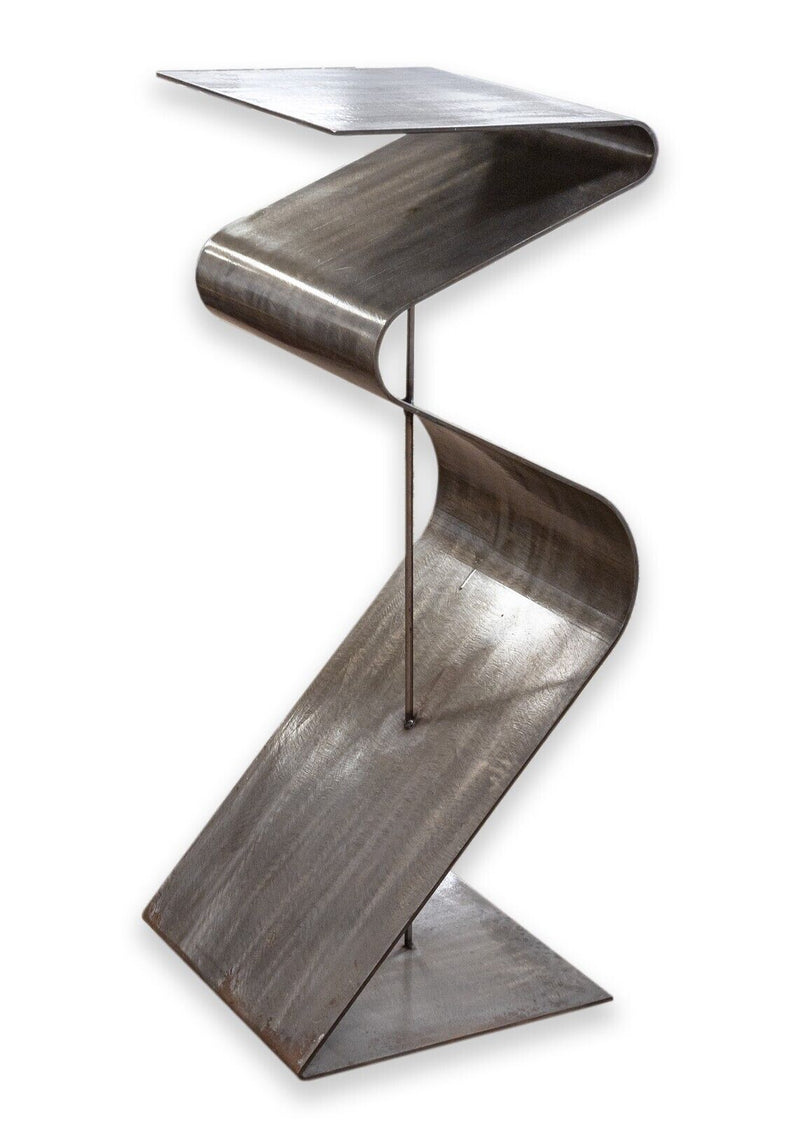 Postmodern Metal Steel Curved Sculptural Pedestal Display Base 1970s