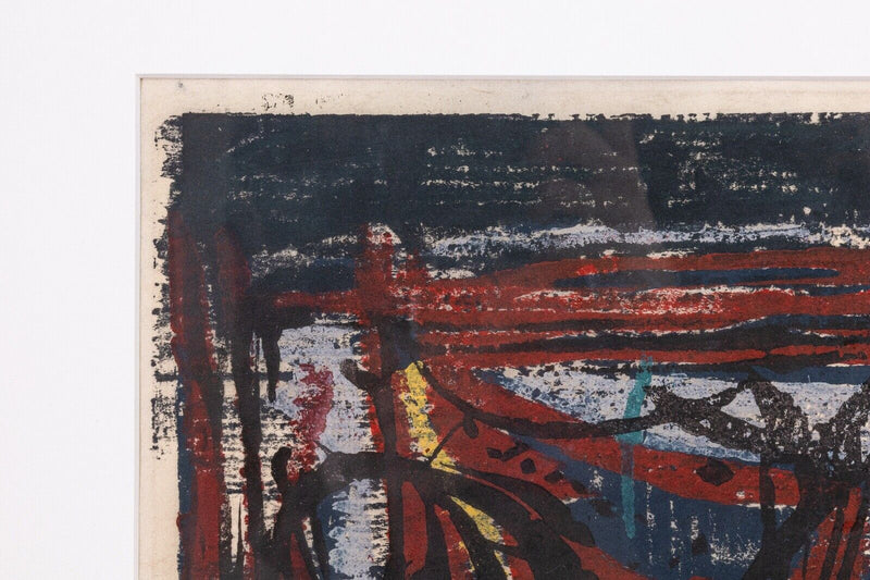 Adja Yunkers Ostia Antica I - Roma II Signed Abstract Woodcut in Colors on Paper