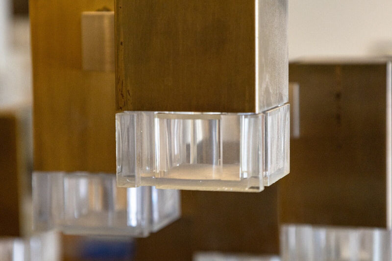 Gaetano Sciolari For Lightolier Cubic 37 Bulb Monumental Brass Light Fixture