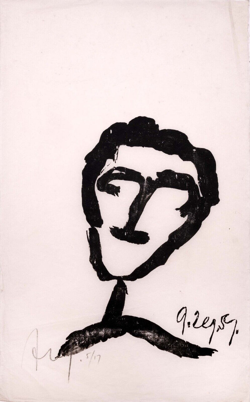 Adja Yunkers Untitled (Portrait X) Signed Modern Abstract Woodcut on Paper 5/17