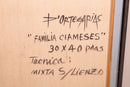 Pedro Ortegarias Familia Ciameses Signed Mixed Media Painting on Canvas 2005