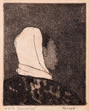 Anne Marie Persov White Babushka Signed Modern Figurative Aquatint Etching 1961