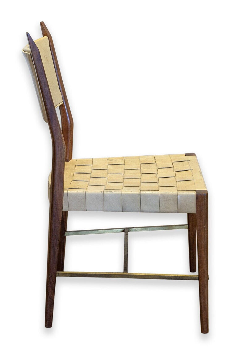 Paul McCobb Protype I Side Chair for Calvin Furniture Co. Woven Leather & Wood