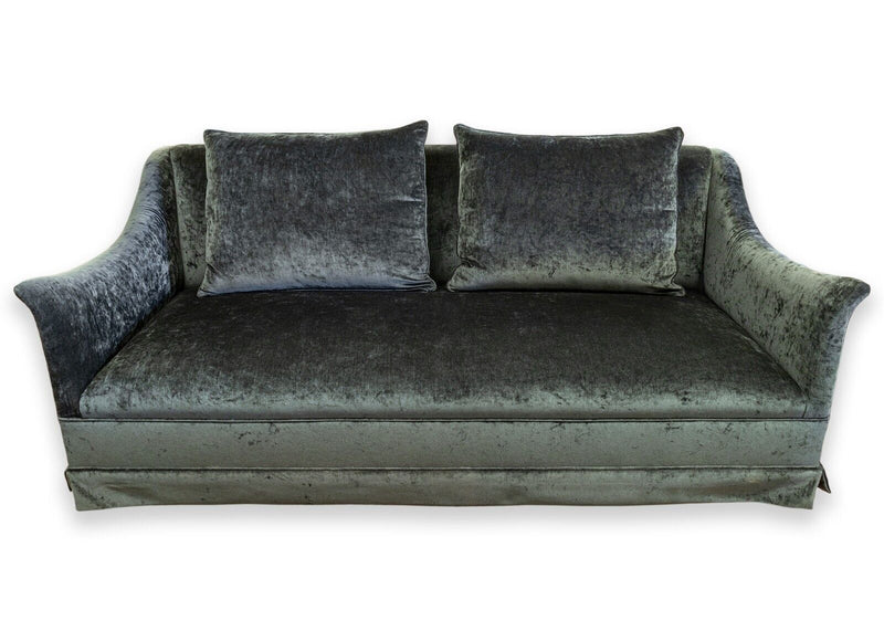 Montauk Traditional Hunter Loveseat with Custom Made Green Velvet Upholstery