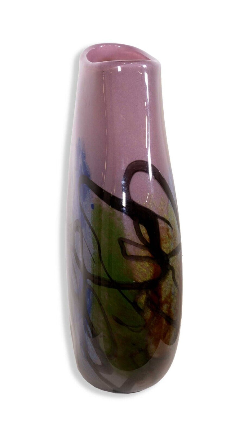 VIZ Art Glass Collections Contemporary Murino Blown Glass Purple Vase or Vessel