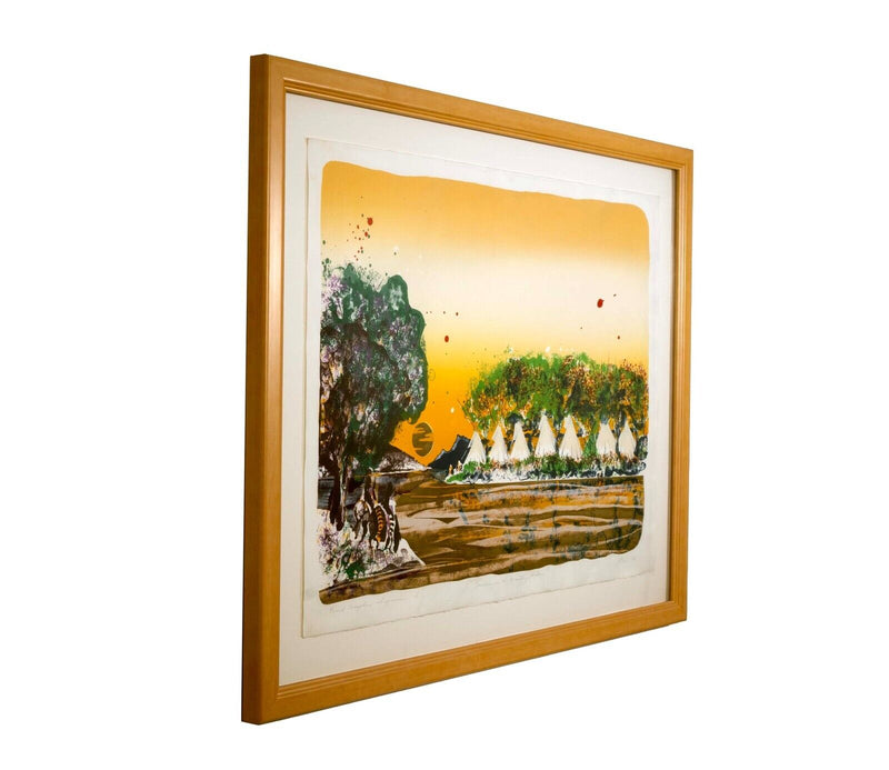 Earl Biss Sunrise on the Whistling Water Signed Southwest Foil Lithograph Framed