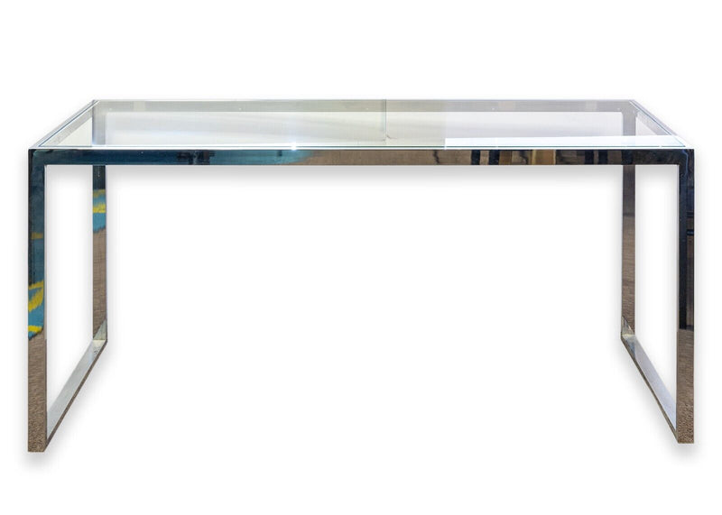 Milo Baughman Chrome Glass Contemporary Modern Rectangular Console Sofa Table