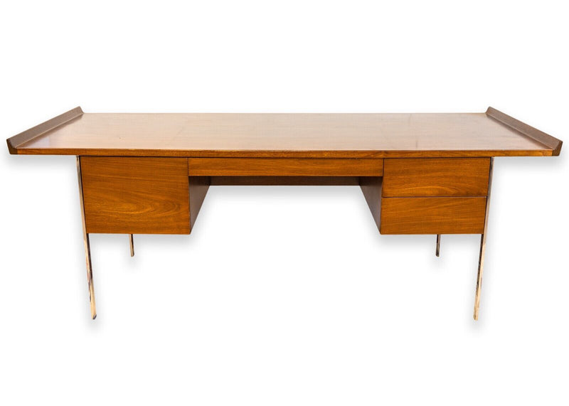 Rare Harvey Probber Mid Century Modern Walnut and Chrome Executive Writing Desk