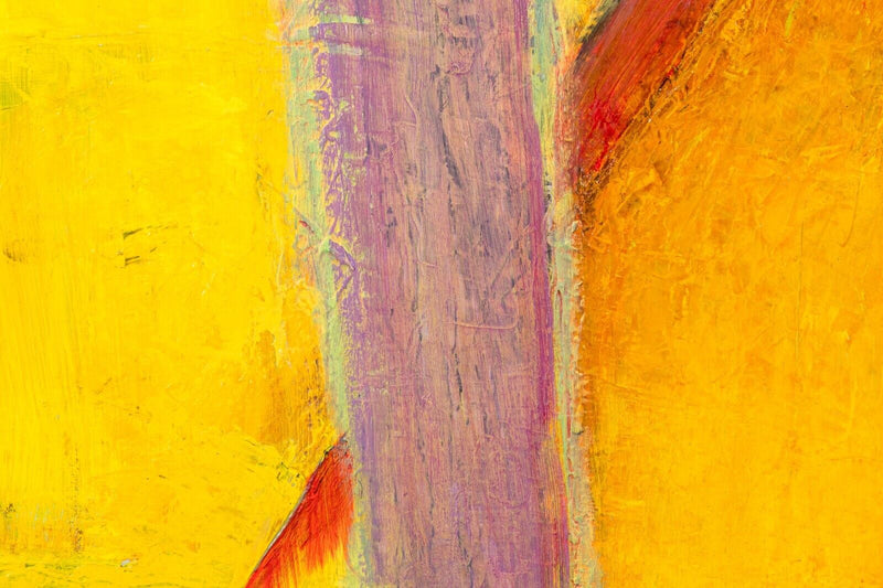 Betty Woodward-Bosley Modern Abstract Yellow Purple Red Oil Painting on Canvas