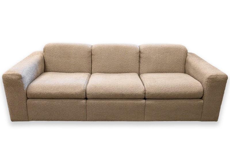 Contemporary Modern Tan Boucle Fabric Jack Cartwright Style Sofa Couch