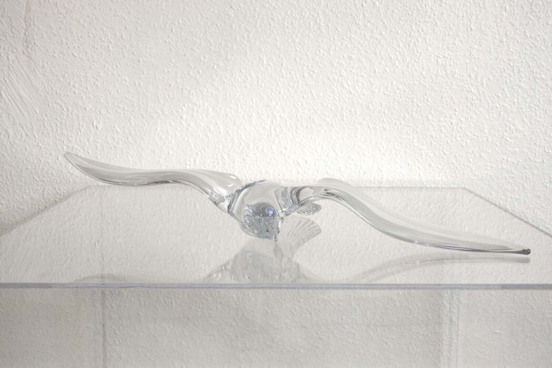 Daum France La Mouette Modern Crystal Seagull Sculpture Figurine on Stand 1960s