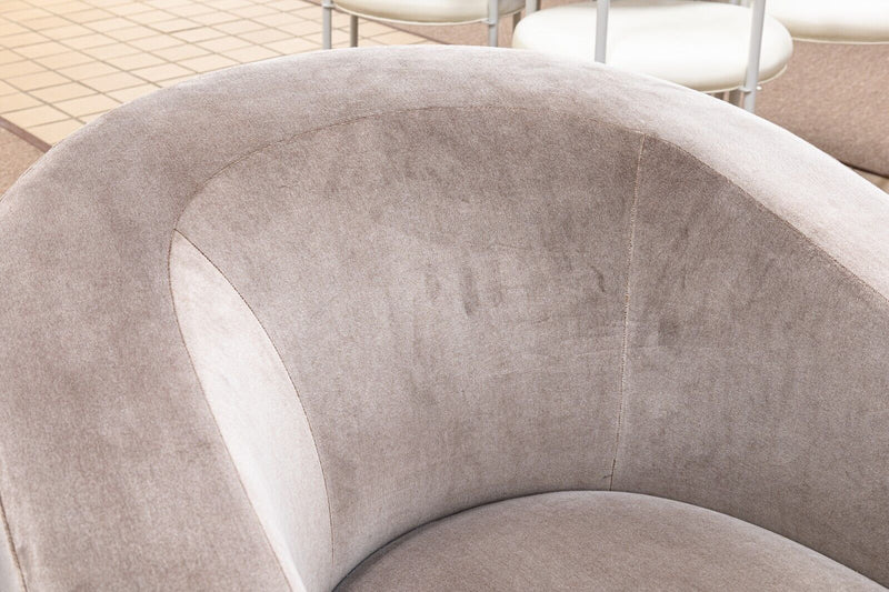 Donghia Barrel Backed Volume Swiveling Tub Chair in Grey Pink Velvet Mohair