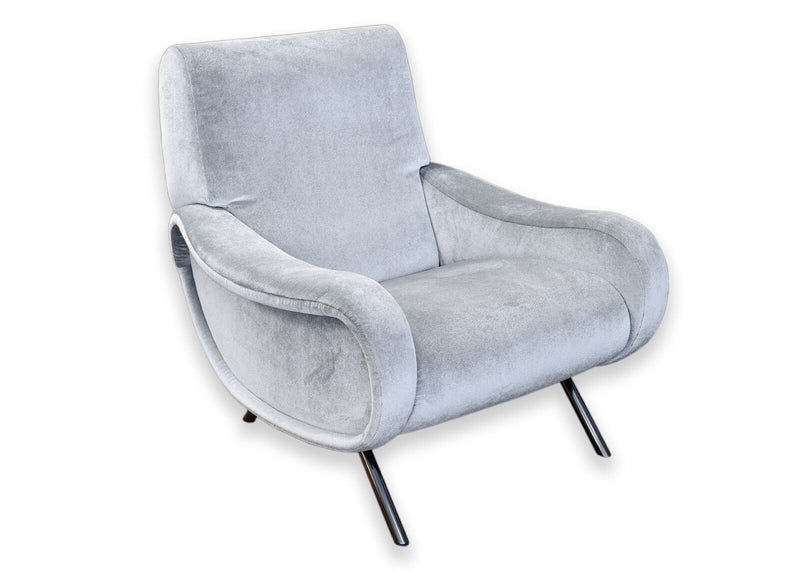 Cassina Lady 720 Upholstered Light Blue Velvet Contemporary Modern Armchair