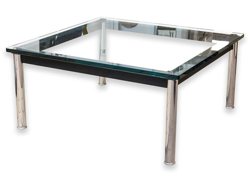 Cassina Le Corbusier LC 10 Low Chrome and Glass Square Coffee Side End Table