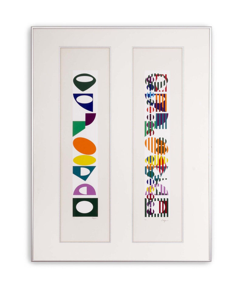 Yaacov Agam Peace of Time Signed Op Art Lithograph in Colors 32/99 Framed 1970s