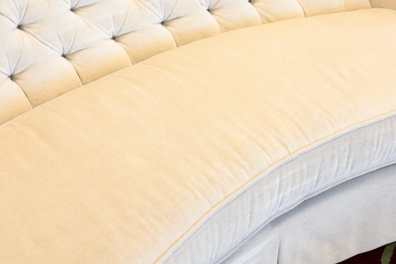 Henredon Contemporary Modern Off White Cream Mohair Velvet Tufted Sofa Couch