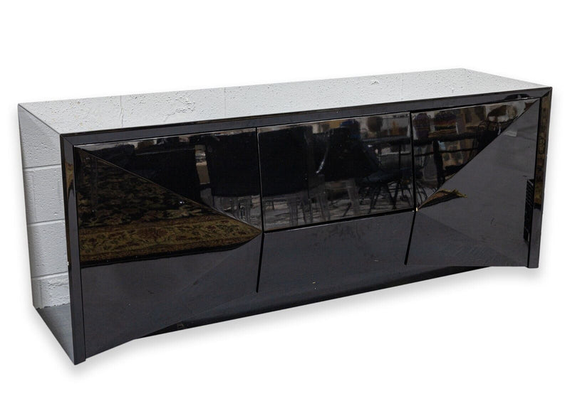 Sapphire by Rossetto Black Lacquered Wood Contemporary Italian Sideboard Buffet