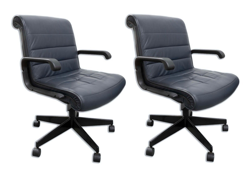 Pair of Richard Sapper Navy for Knoll Office Chairs on Wheels