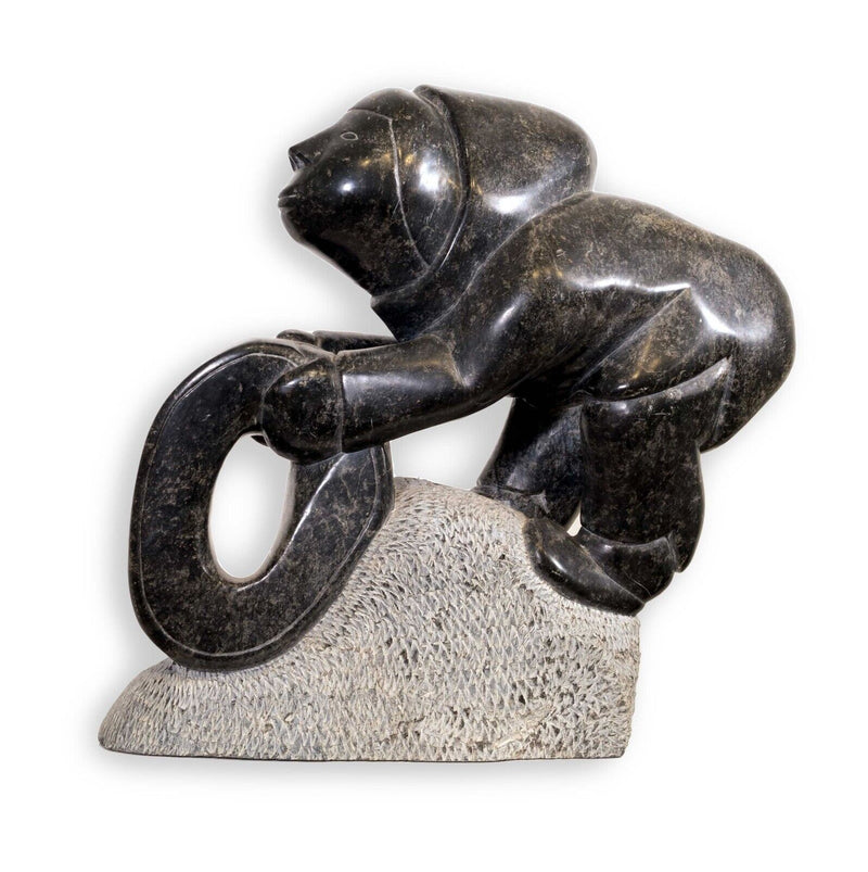 Eli Elijassiakpik Inuit Figurative Soapstone Carving Sculpture Quebec Canadian