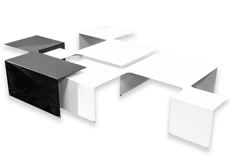 Cappellini Island 3 Piece Modular Black and White Contemporary Coffee Table