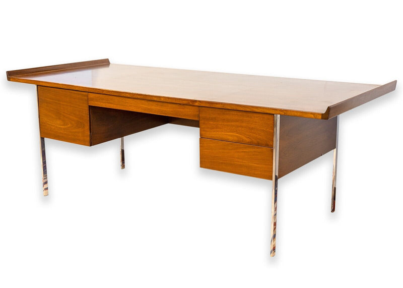 Rare Harvey Probber Mid Century Modern Walnut and Chrome Executive Writing Desk