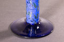 Erwin Eisch Postmodern Hand-Blown Studio Blue Glass Vessel with Pedestal Base