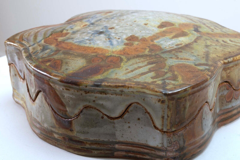 John Glick Ceramic Stoneware Covered Box Serving Dish Signed